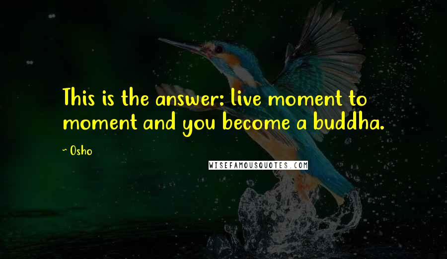 Osho Quotes: This is the answer: live moment to moment and you become a buddha.