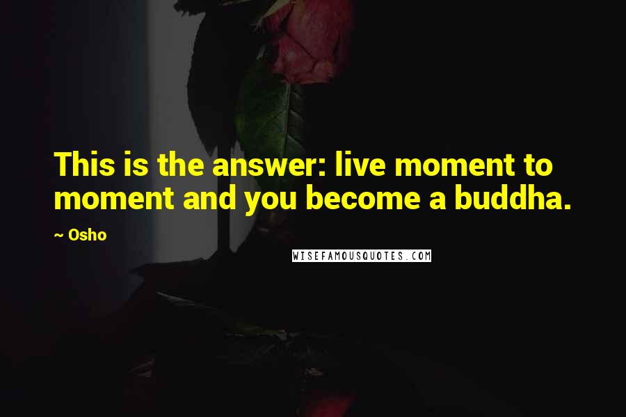 Osho Quotes: This is the answer: live moment to moment and you become a buddha.