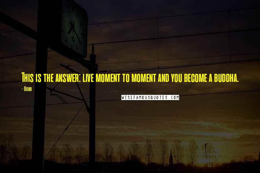 Osho Quotes: This is the answer: live moment to moment and you become a buddha.