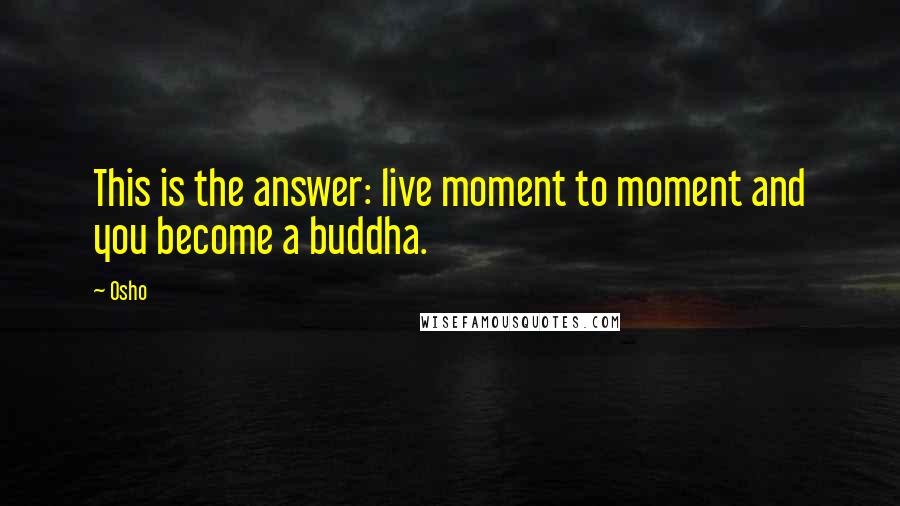 Osho Quotes: This is the answer: live moment to moment and you become a buddha.