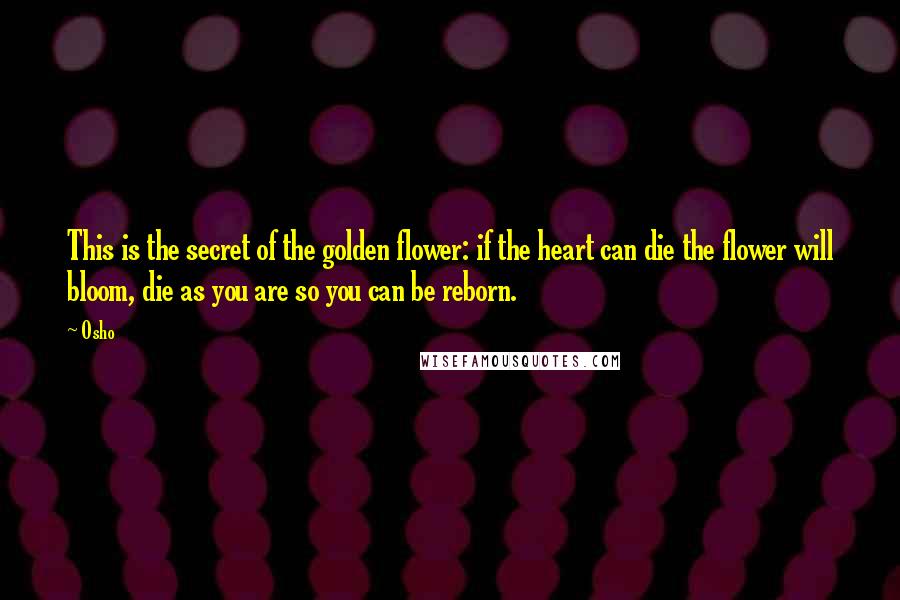 Osho Quotes: This is the secret of the golden flower: if the heart can die the flower will bloom, die as you are so you can be reborn.