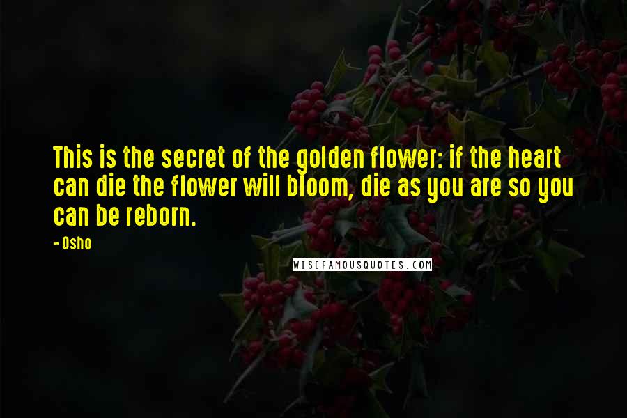 Osho Quotes: This is the secret of the golden flower: if the heart can die the flower will bloom, die as you are so you can be reborn.