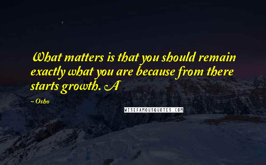 Osho Quotes: What matters is that you should remain exactly what you are because from there starts growth. A