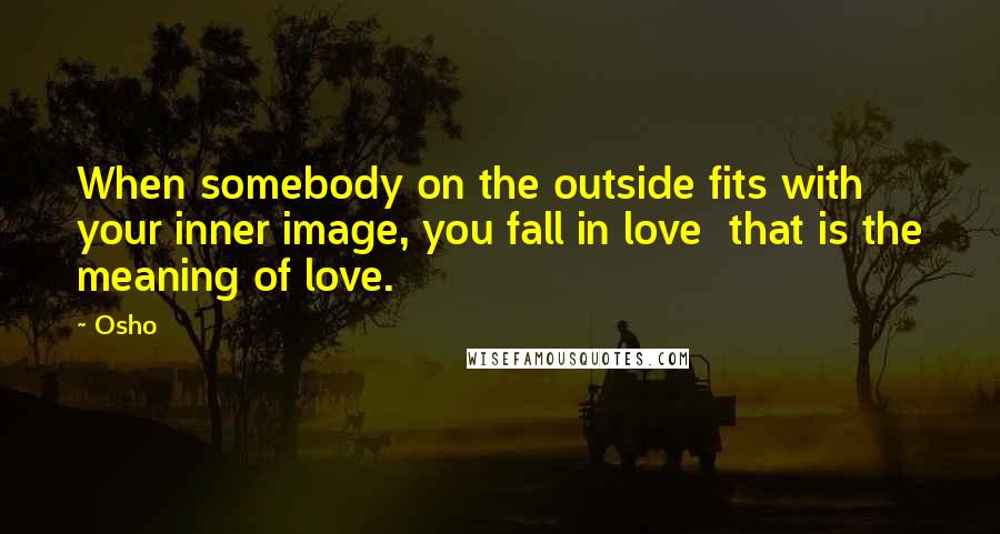 Osho Quotes: When somebody on the outside fits with your inner image, you fall in love  that is the meaning of love.