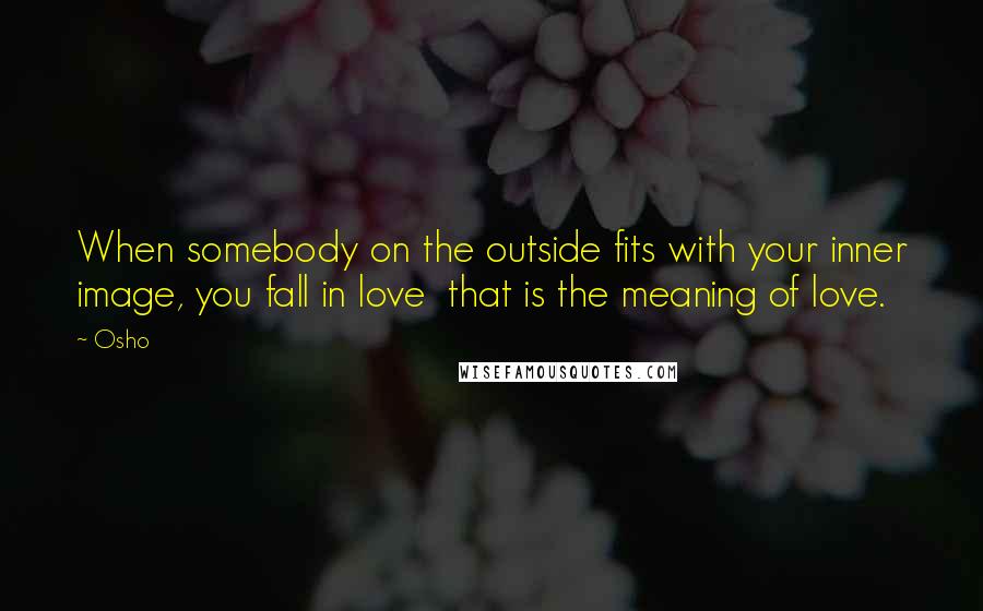 Osho Quotes: When somebody on the outside fits with your inner image, you fall in love  that is the meaning of love.