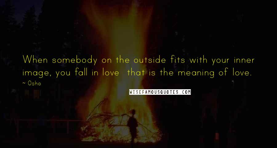 Osho Quotes: When somebody on the outside fits with your inner image, you fall in love  that is the meaning of love.