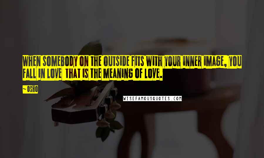 Osho Quotes: When somebody on the outside fits with your inner image, you fall in love  that is the meaning of love.