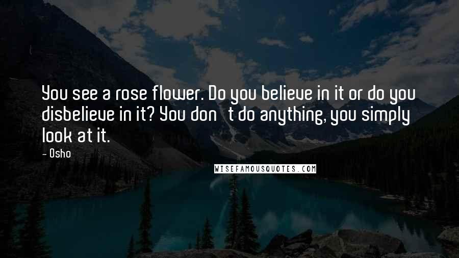 Osho Quotes: You see a rose flower. Do you believe in it or do you disbelieve in it? You don't do anything, you simply look at it.