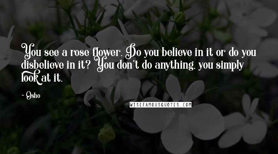 Osho Quotes: You see a rose flower. Do you believe in it or do you disbelieve in it? You don't do anything, you simply look at it.