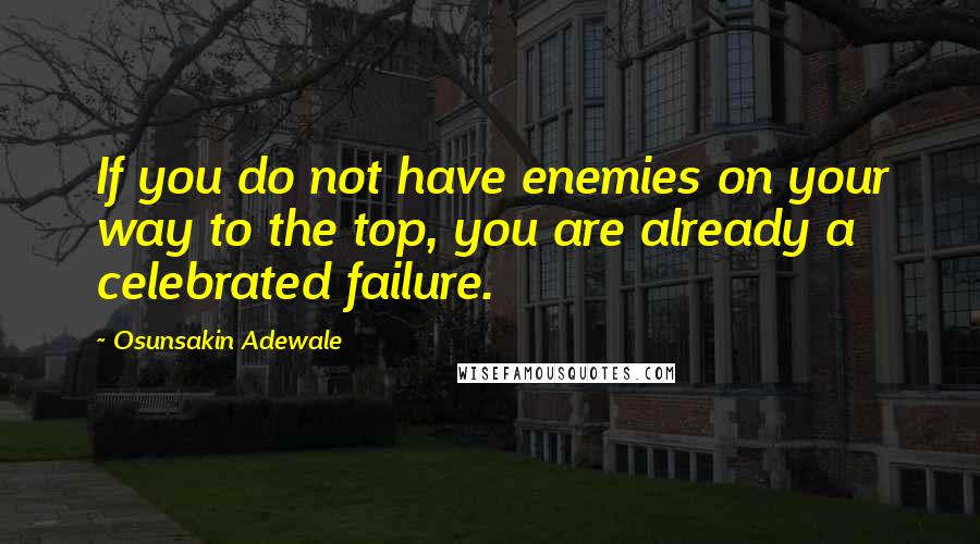 Osunsakin Adewale Quotes: If you do not have enemies on your way to the top, you are already a celebrated failure.