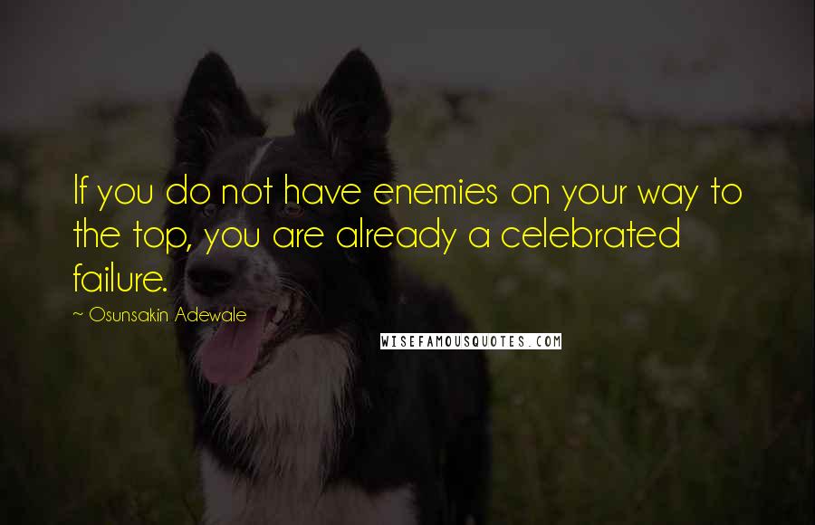 Osunsakin Adewale Quotes: If you do not have enemies on your way to the top, you are already a celebrated failure.