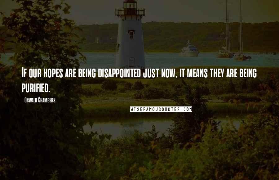 Oswald Chambers Quotes: If our hopes are being disappointed just now, it means they are being purified.