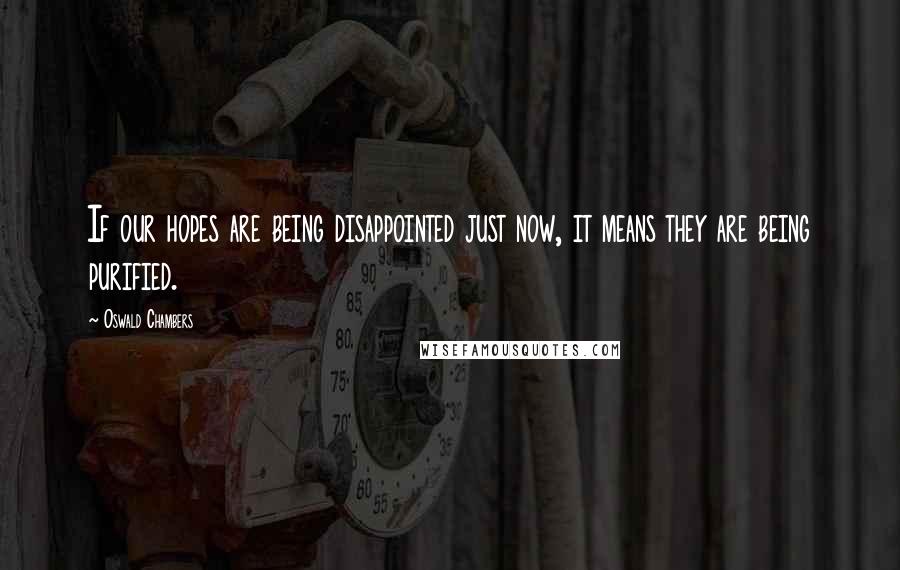 Oswald Chambers Quotes: If our hopes are being disappointed just now, it means they are being purified.