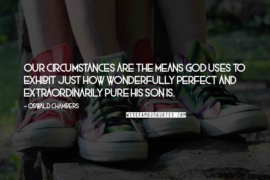 Oswald Chambers Quotes: Our circumstances are the means God uses to exhibit just how wonderfully perfect and extraordinarily pure His Son is.