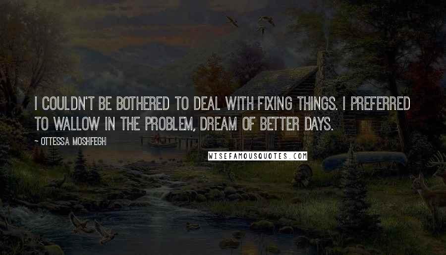 Ottessa Moshfegh Quotes: I couldn't be bothered to deal with fixing things. I preferred to wallow in the problem, dream of better days.