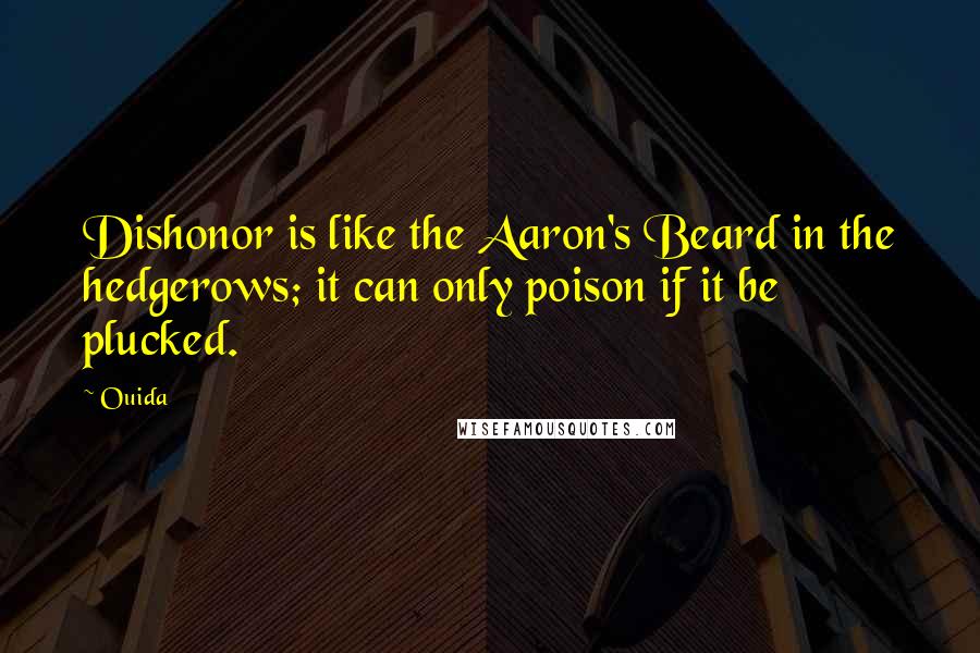 Ouida Quotes: Dishonor is like the Aaron's Beard in the hedgerows; it can only poison if it be plucked.