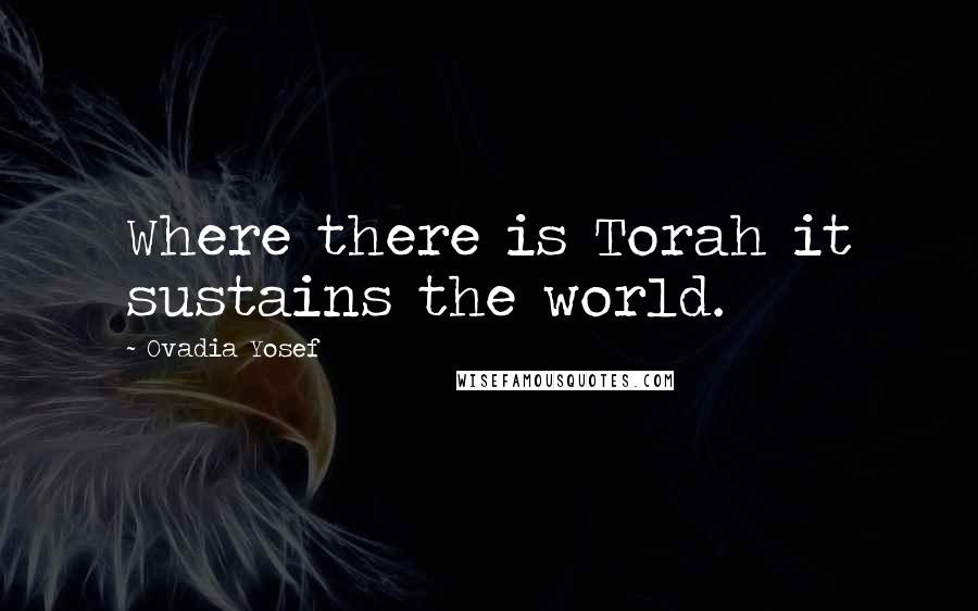 Ovadia Yosef Quotes: Where there is Torah it sustains the world.