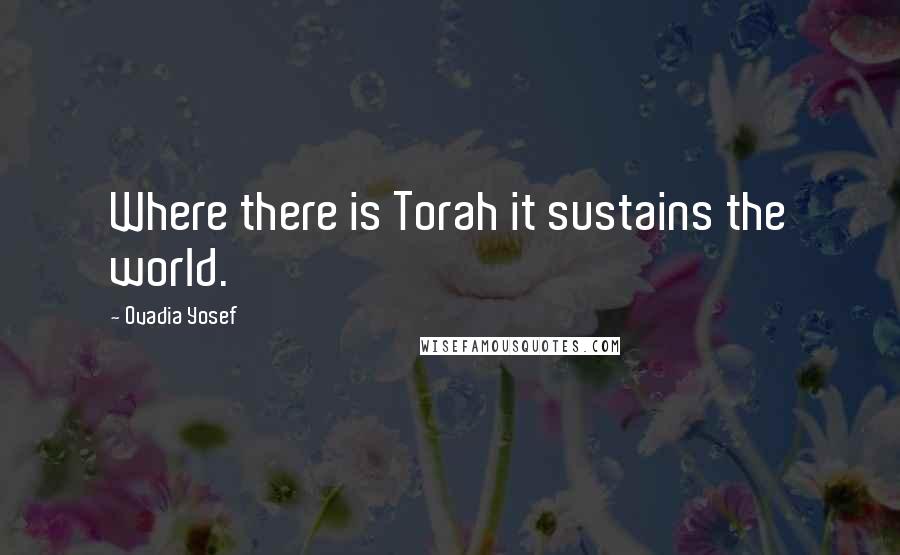 Ovadia Yosef Quotes: Where there is Torah it sustains the world.