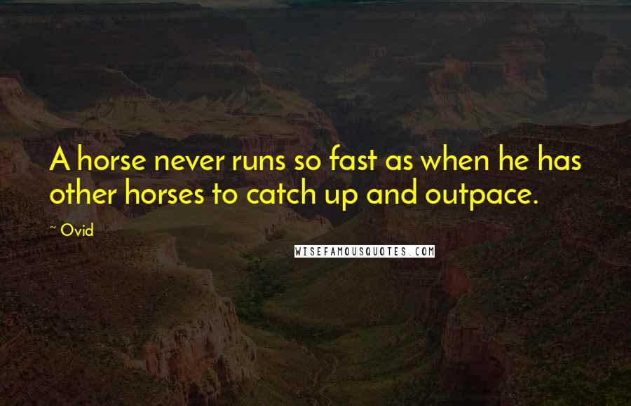 Ovid Quotes: A horse never runs so fast as when he has other horses to catch up and outpace.