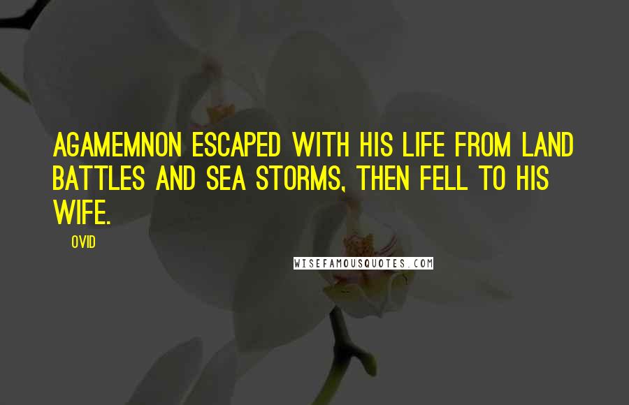 Ovid Quotes: Agamemnon escaped with his life From land battles and sea storms, then fell to his wife.