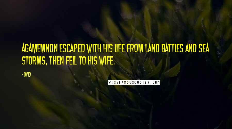 Ovid Quotes: Agamemnon escaped with his life From land battles and sea storms, then fell to his wife.