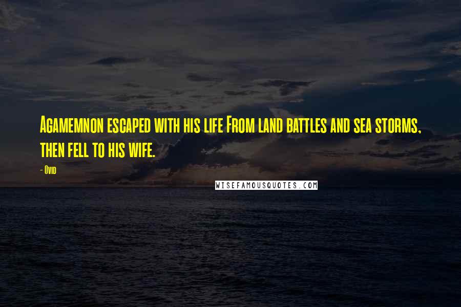 Ovid Quotes: Agamemnon escaped with his life From land battles and sea storms, then fell to his wife.