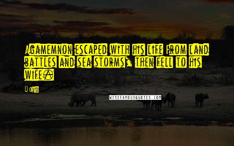 Ovid Quotes: Agamemnon escaped with his life From land battles and sea storms, then fell to his wife.