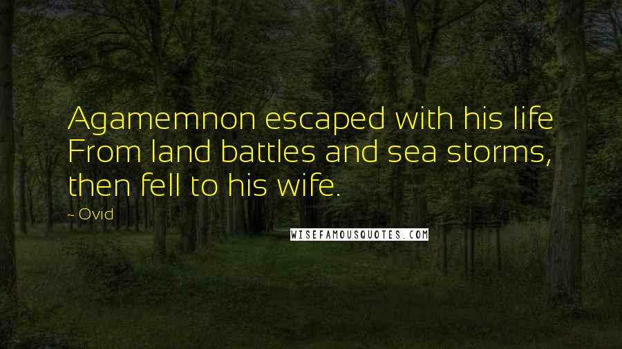 Ovid Quotes: Agamemnon escaped with his life From land battles and sea storms, then fell to his wife.