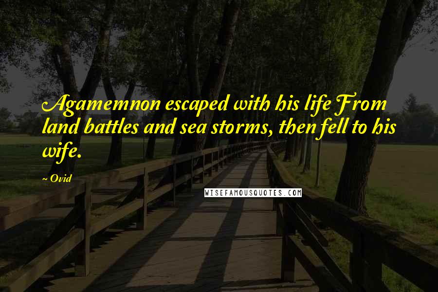 Ovid Quotes: Agamemnon escaped with his life From land battles and sea storms, then fell to his wife.