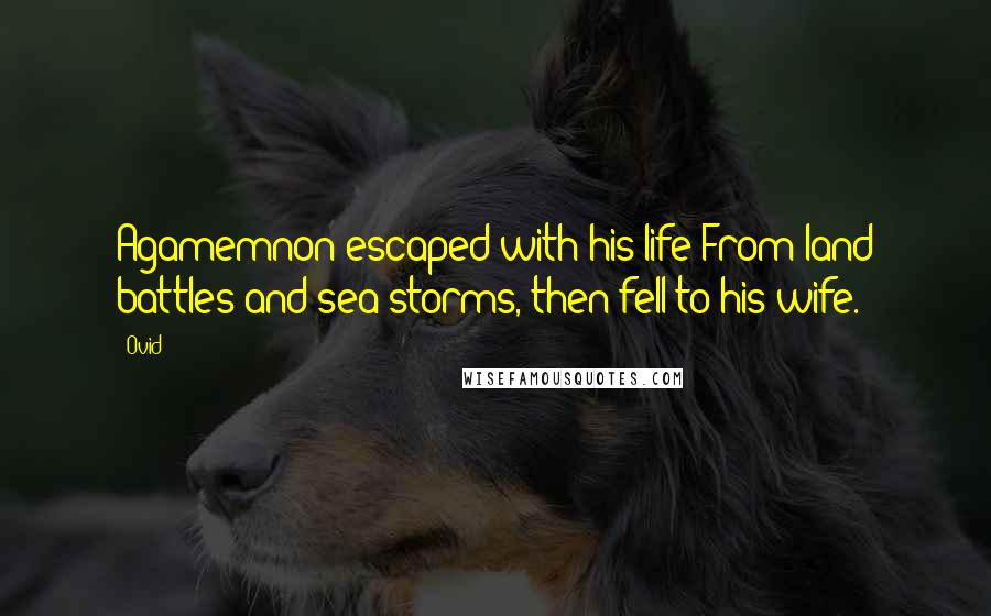 Ovid Quotes: Agamemnon escaped with his life From land battles and sea storms, then fell to his wife.