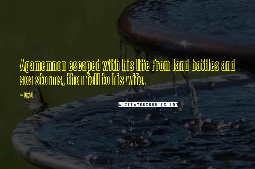 Ovid Quotes: Agamemnon escaped with his life From land battles and sea storms, then fell to his wife.