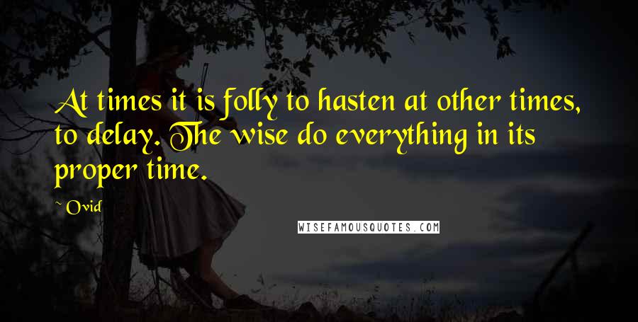 Ovid Quotes: At times it is folly to hasten at other times, to delay. The wise do everything in its proper time.