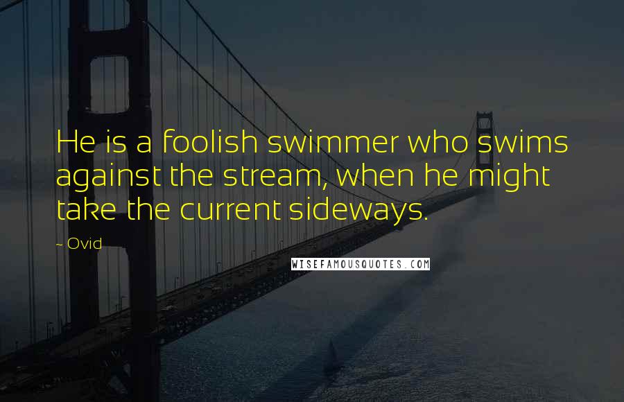 Ovid Quotes: He is a foolish swimmer who swims against the stream, when he might take the current sideways.