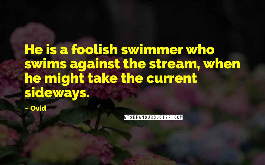 Ovid Quotes: He is a foolish swimmer who swims against the stream, when he might take the current sideways.