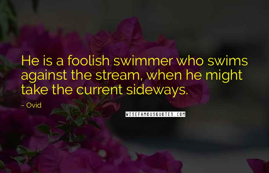 Ovid Quotes: He is a foolish swimmer who swims against the stream, when he might take the current sideways.