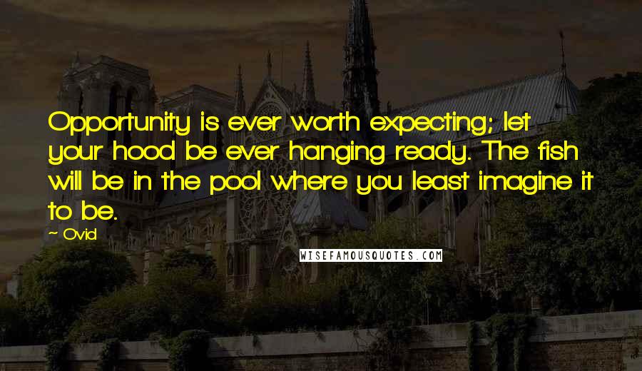 Ovid Quotes: Opportunity is ever worth expecting; let your hood be ever hanging ready. The fish will be in the pool where you least imagine it to be.