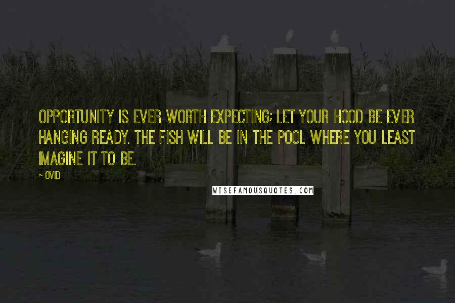 Ovid Quotes: Opportunity is ever worth expecting; let your hood be ever hanging ready. The fish will be in the pool where you least imagine it to be.