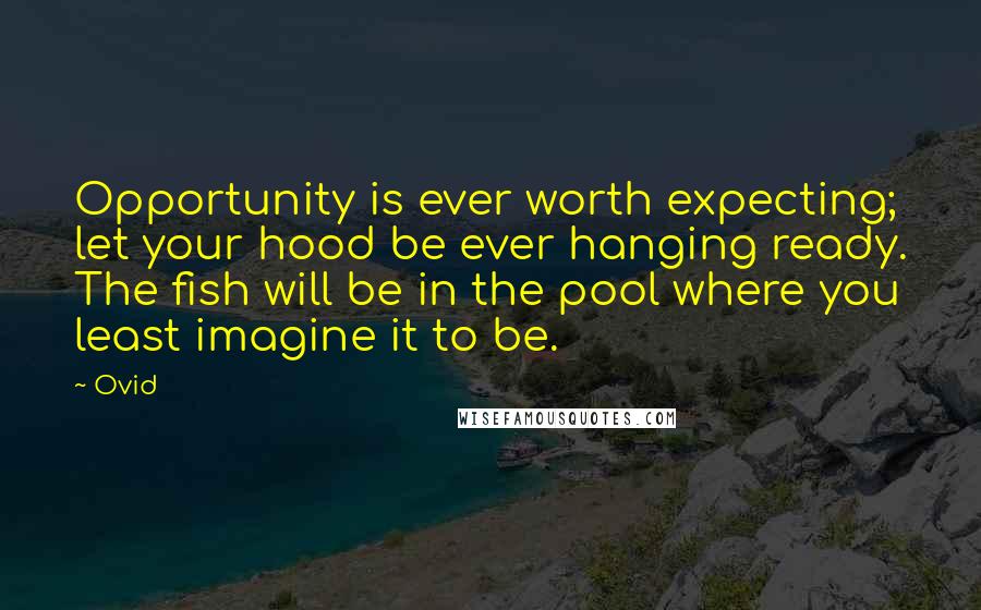 Ovid Quotes: Opportunity is ever worth expecting; let your hood be ever hanging ready. The fish will be in the pool where you least imagine it to be.