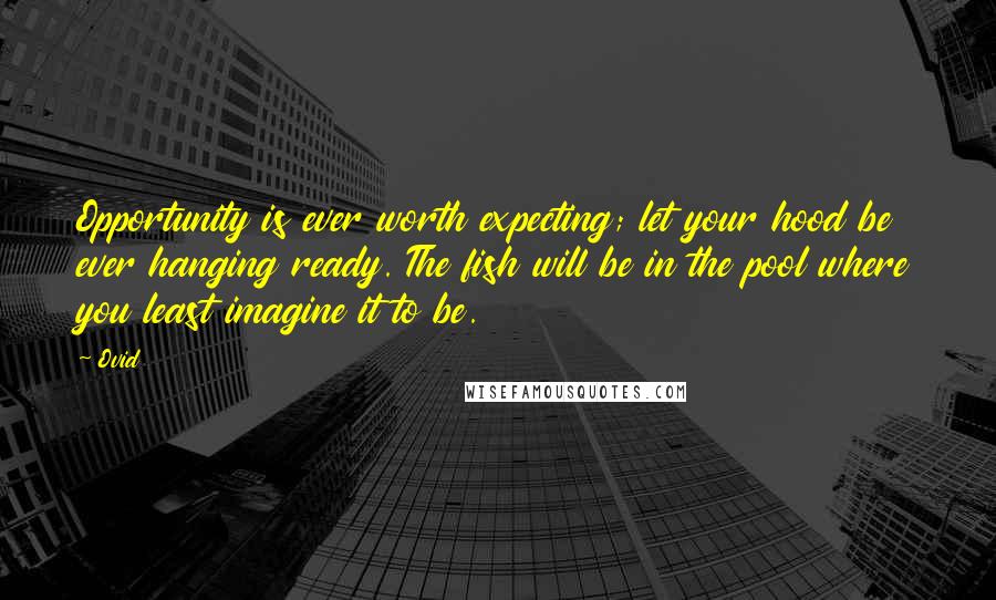 Ovid Quotes: Opportunity is ever worth expecting; let your hood be ever hanging ready. The fish will be in the pool where you least imagine it to be.