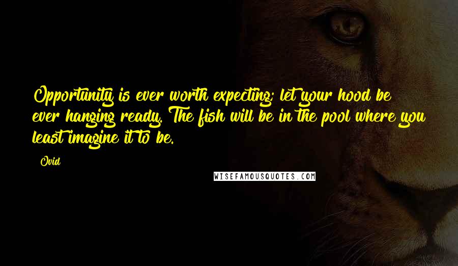 Ovid Quotes: Opportunity is ever worth expecting; let your hood be ever hanging ready. The fish will be in the pool where you least imagine it to be.