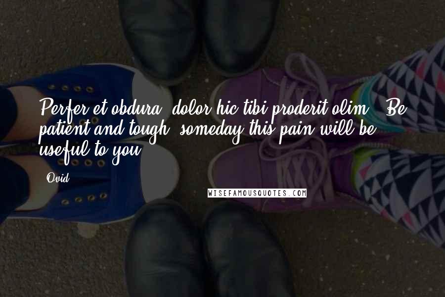 Ovid Quotes: Perfer et obdura, dolor hic tibi proderit olim. (Be patient and tough; someday this pain will be useful to you.)