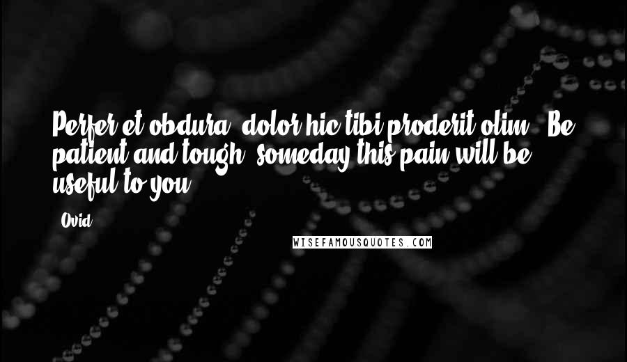 Ovid Quotes: Perfer et obdura, dolor hic tibi proderit olim. (Be patient and tough; someday this pain will be useful to you.)