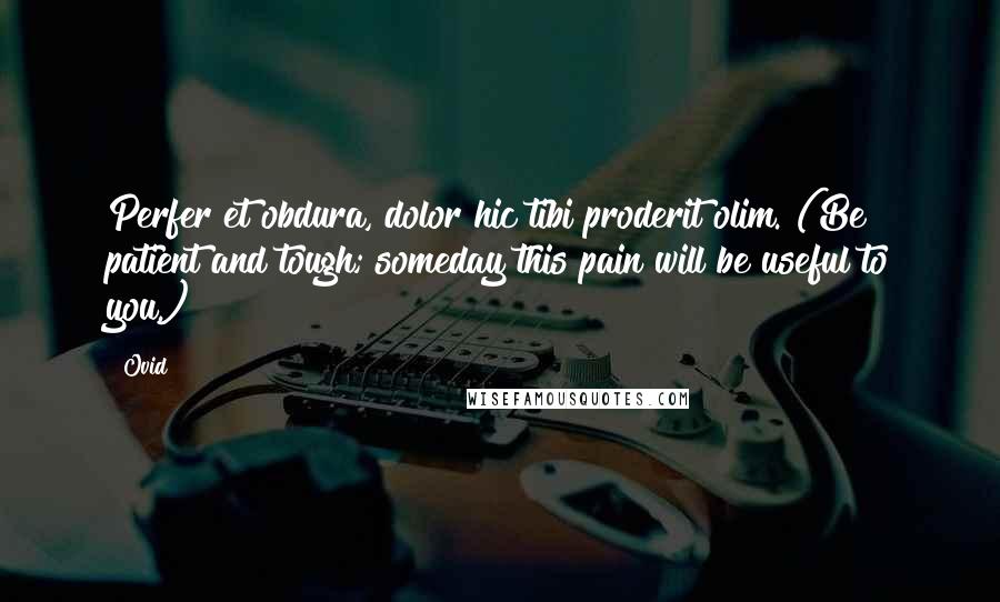 Ovid Quotes: Perfer et obdura, dolor hic tibi proderit olim. (Be patient and tough; someday this pain will be useful to you.)