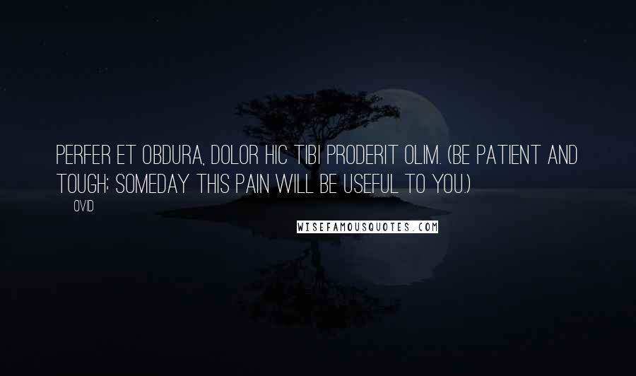 Ovid Quotes: Perfer et obdura, dolor hic tibi proderit olim. (Be patient and tough; someday this pain will be useful to you.)