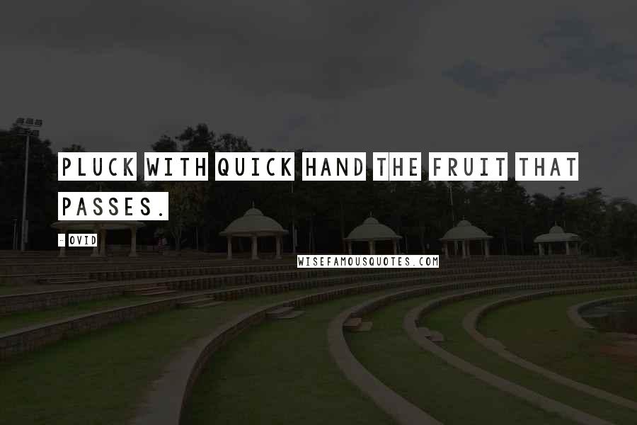Ovid Quotes: Pluck with quick hand the fruit that passes.