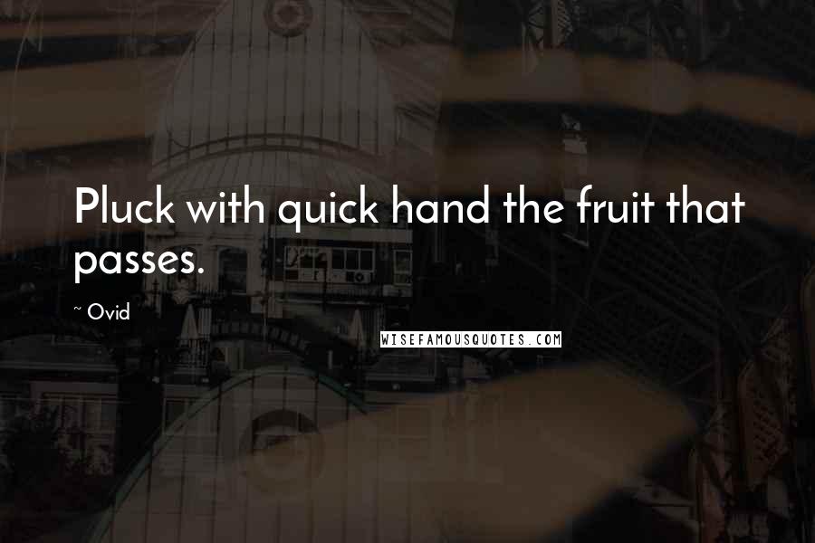 Ovid Quotes: Pluck with quick hand the fruit that passes.