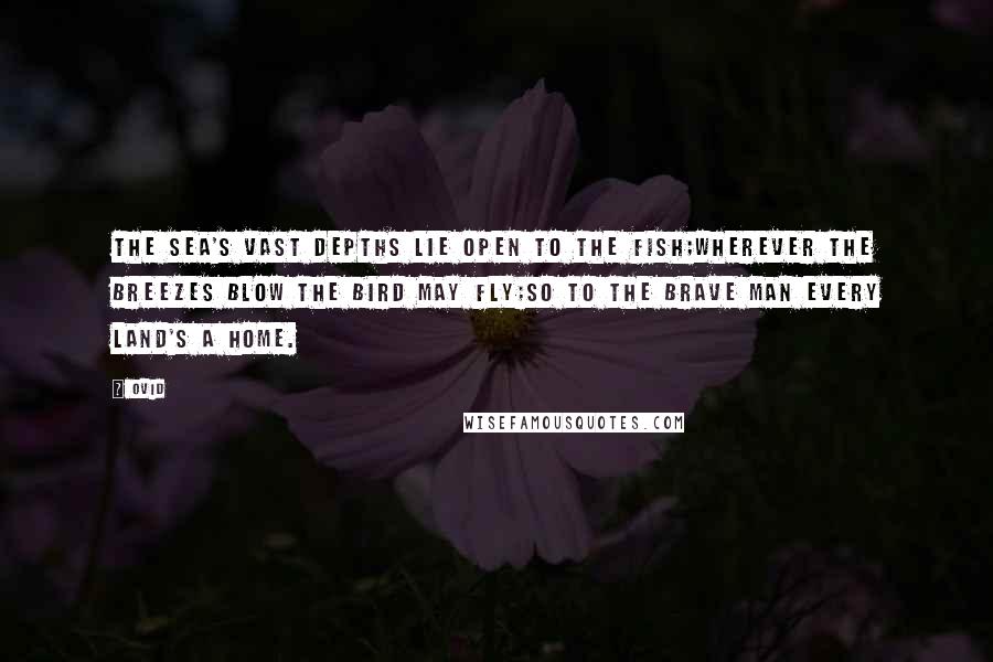 Ovid Quotes: The sea's vast depths lie open to the fish;Wherever the breezes blow the bird may fly;So to the brave man every land's a home.