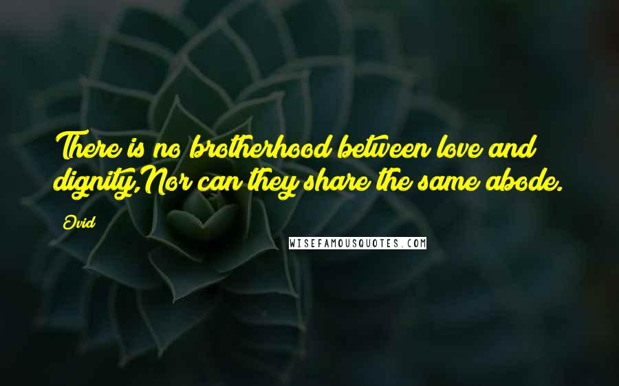 Ovid Quotes: There is no brotherhood between love and dignity,Nor can they share the same abode.