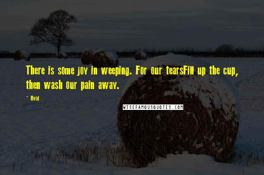 Ovid Quotes: There is some joy in weeping. For our tearsFill up the cup, then wash our pain away.