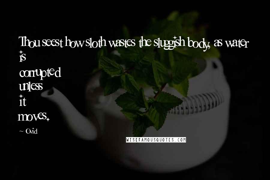 Ovid Quotes: Thou seest how sloth wastes the sluggish body, as water is corrupted unless it moves.